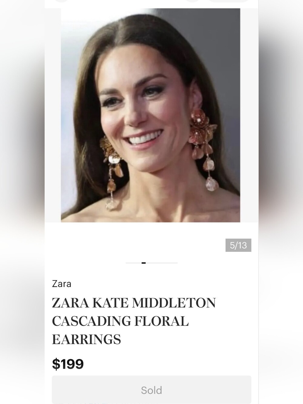 ✨ Zara Kate Middleton cascading floral earrings